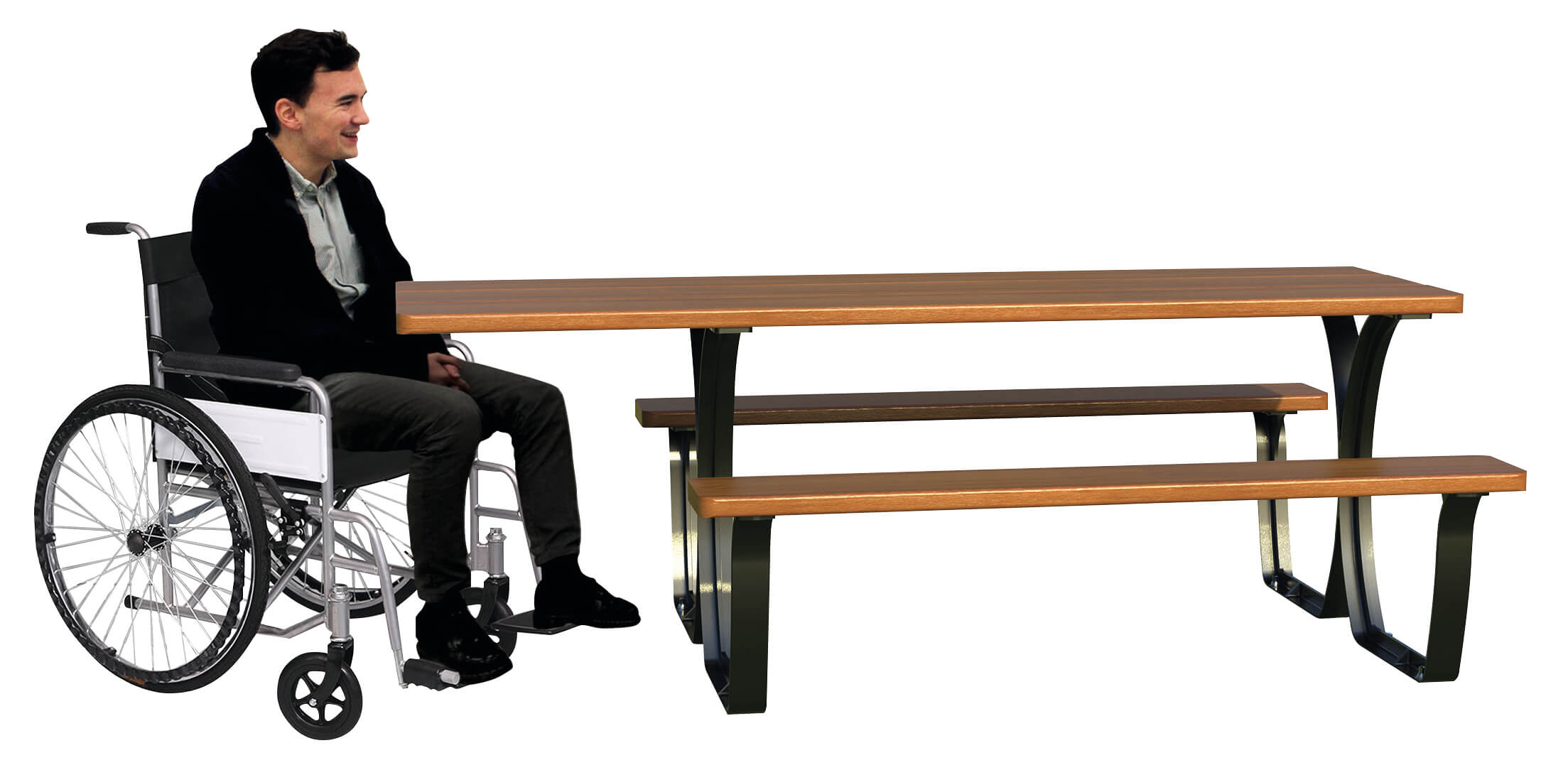 table pique nique PMR acier bois ALGA